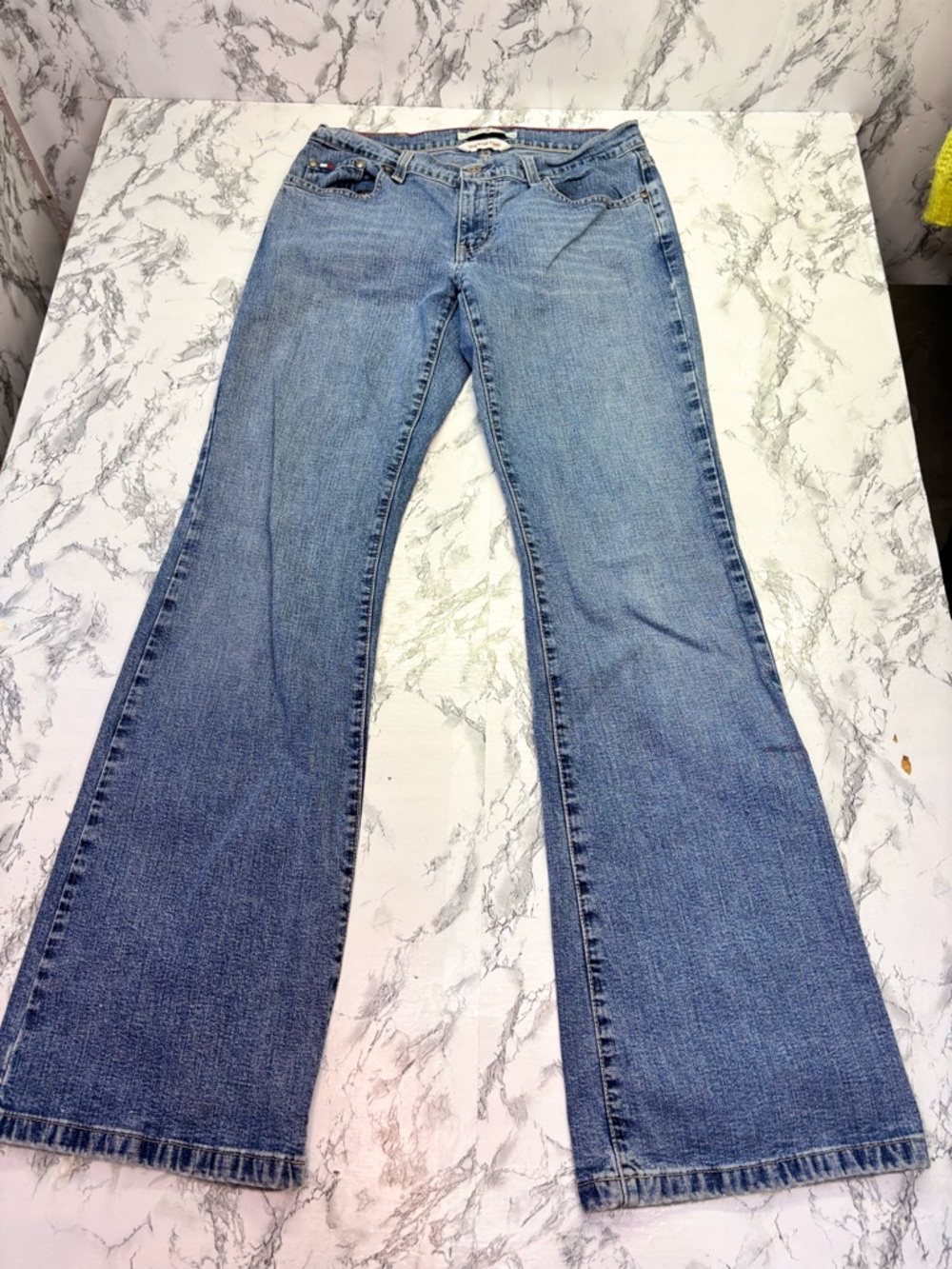 Tommy Hilfiger Low Rise Flare Y2K Whiskered Light Blue Jeans Size 8